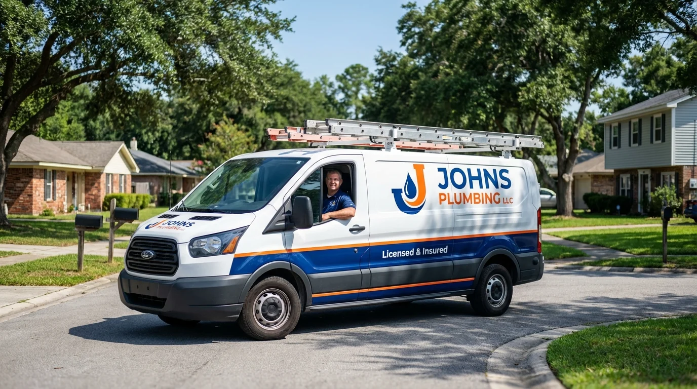 Johns Plumbing LLC service van in Wonder Lake, IL
