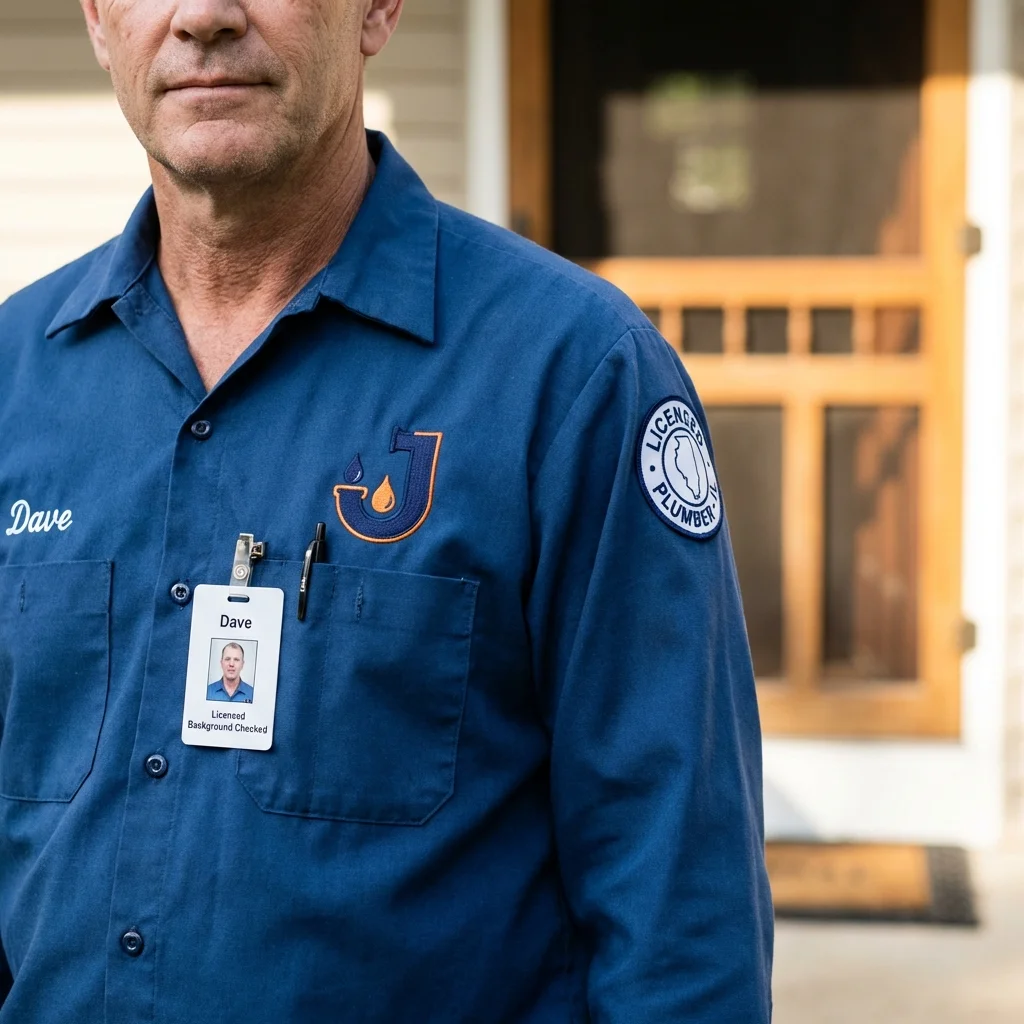 Licensed plumber showing ID badge in Wonder Lake, IL