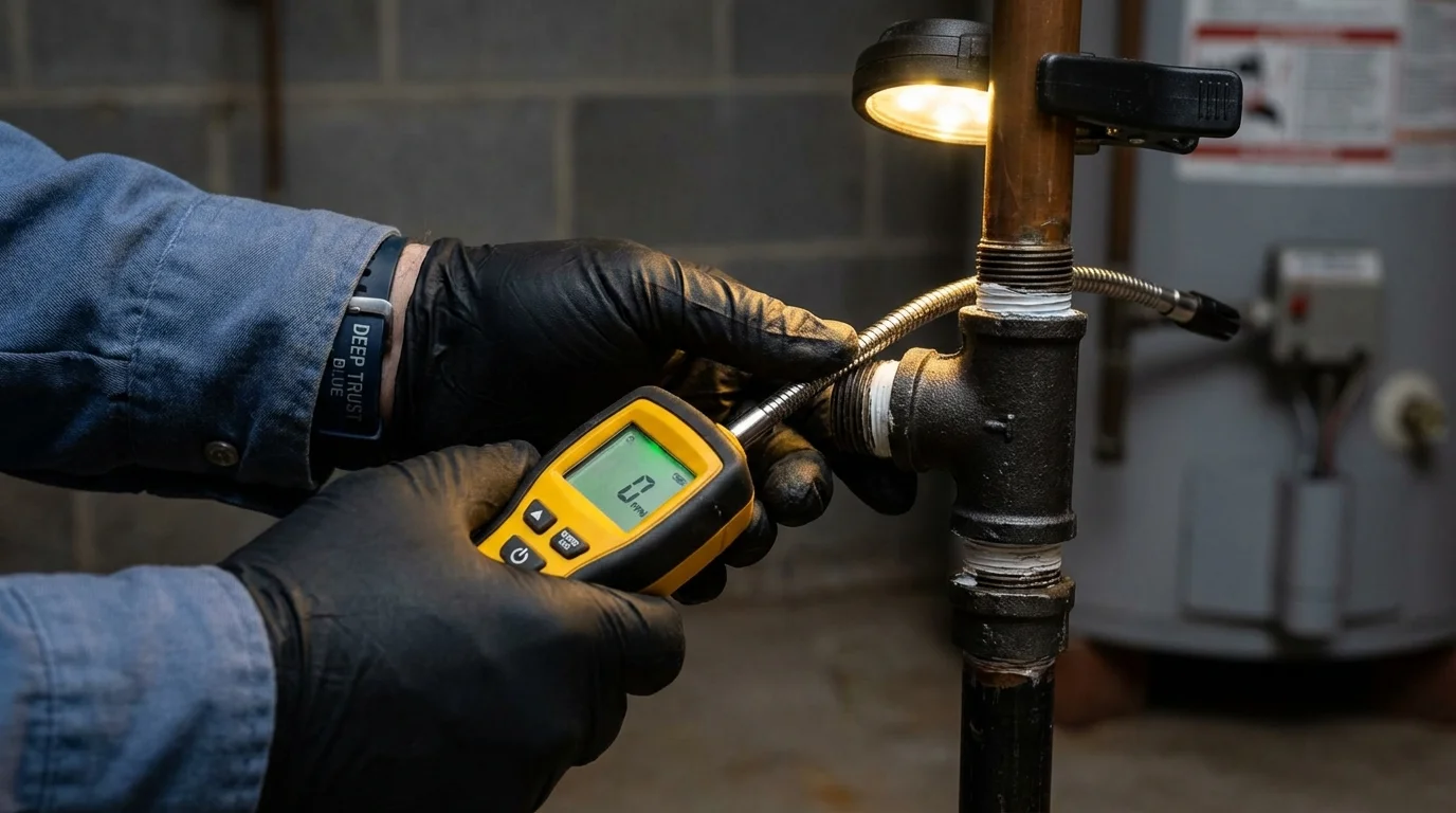 Gas leak detection with electronic sniffer by Johns Plumbing LLC in Wonder Lake